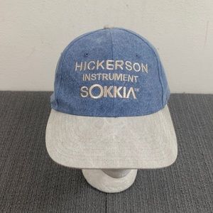 Hickerson Instrument Sokkia Baseball Hat Mens OSFA Blue Tan Acid Wash Snapback
